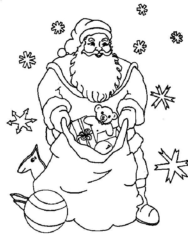 Disegni Babbo Natale: Babbo Natale con sacco regali