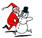 Gif Babbo Natale: Gif animata Babbo Natale e pupazo di Neve