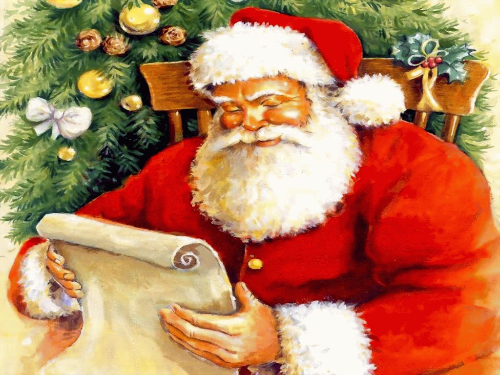 Immagini Babbo Natale - Babbo Natale che legge letterina